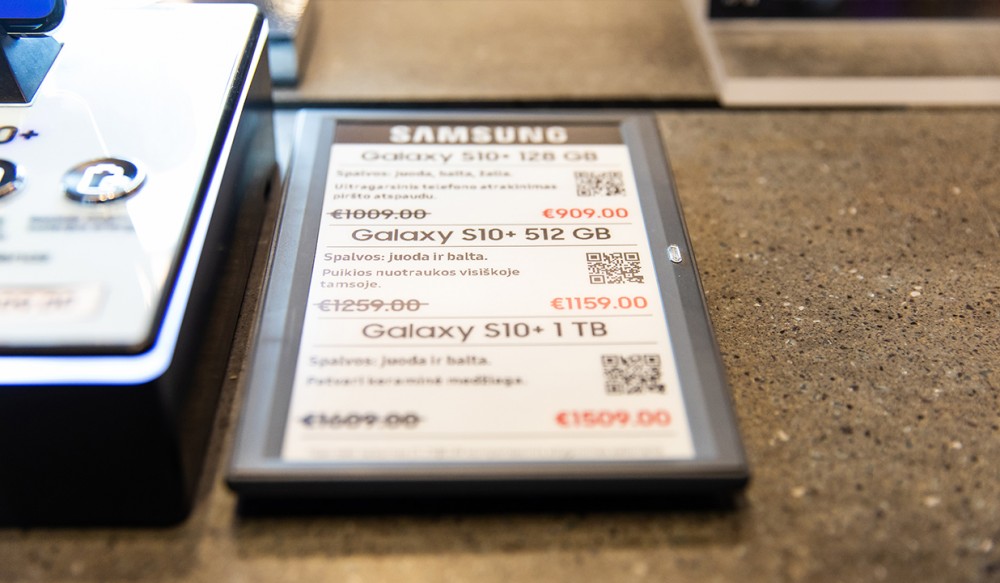 Samsung elektroninės kainų etiketės